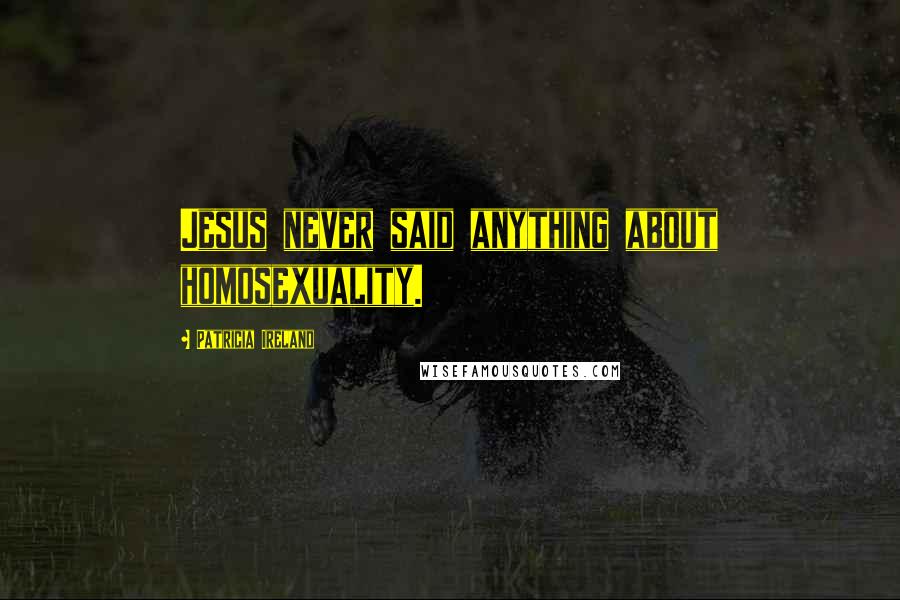 Patricia Ireland Quotes: Jesus never said anything about homosexuality.