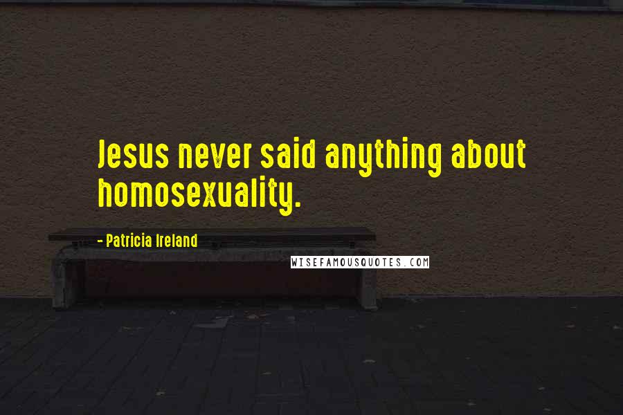 Patricia Ireland Quotes: Jesus never said anything about homosexuality.