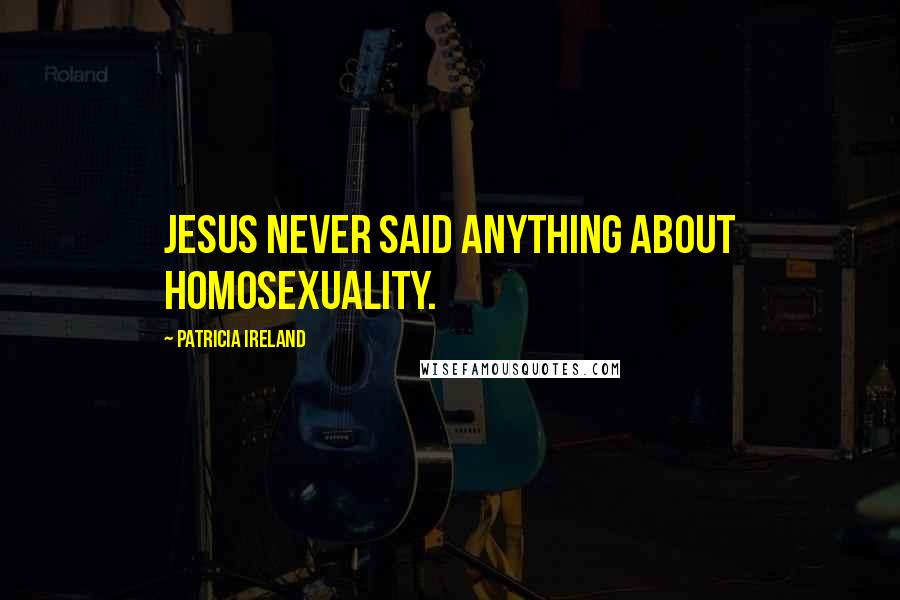 Patricia Ireland Quotes: Jesus never said anything about homosexuality.