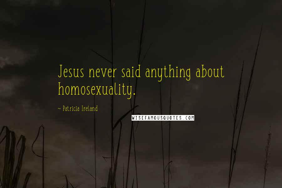 Patricia Ireland Quotes: Jesus never said anything about homosexuality.