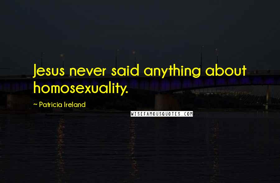 Patricia Ireland Quotes: Jesus never said anything about homosexuality.