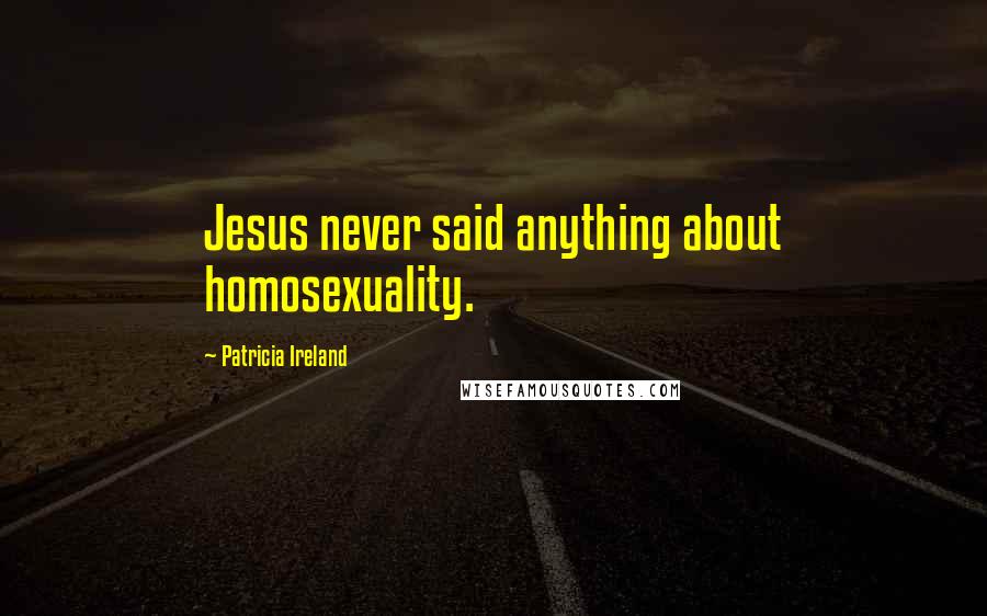 Patricia Ireland Quotes: Jesus never said anything about homosexuality.