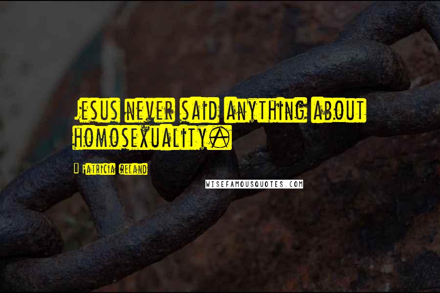 Patricia Ireland Quotes: Jesus never said anything about homosexuality.