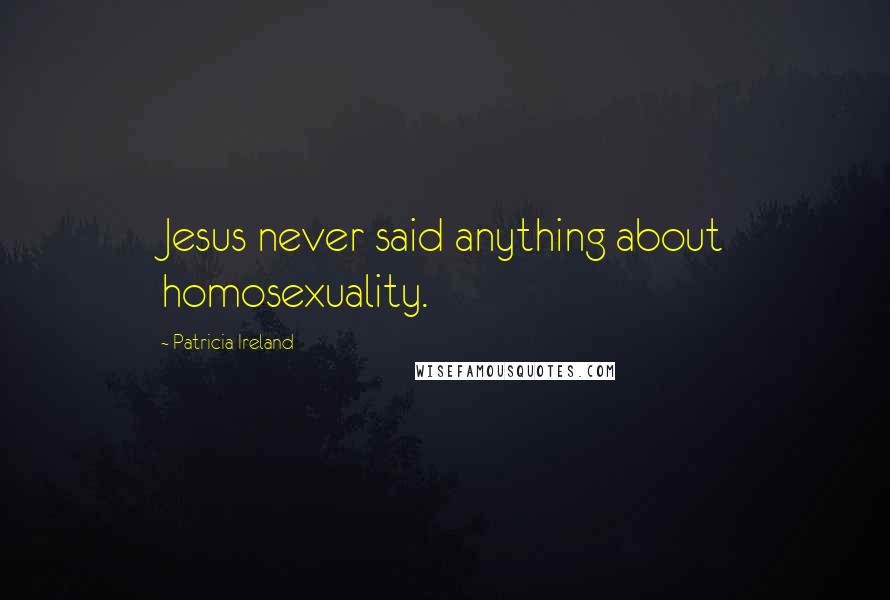 Patricia Ireland Quotes: Jesus never said anything about homosexuality.