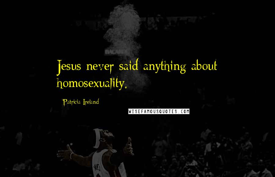 Patricia Ireland Quotes: Jesus never said anything about homosexuality.