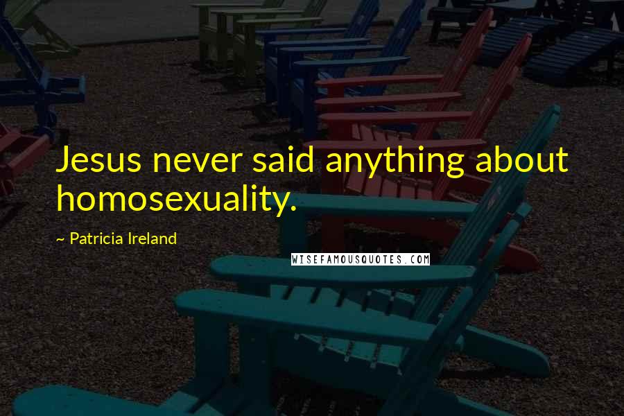 Patricia Ireland Quotes: Jesus never said anything about homosexuality.