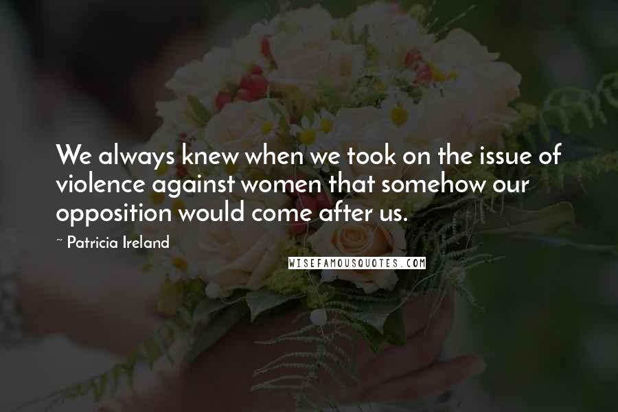 Patricia Ireland Quotes: We always knew when we took on the issue of violence against women that somehow our opposition would come after us.