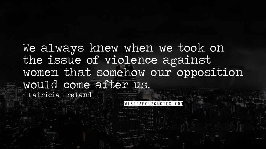 Patricia Ireland Quotes: We always knew when we took on the issue of violence against women that somehow our opposition would come after us.