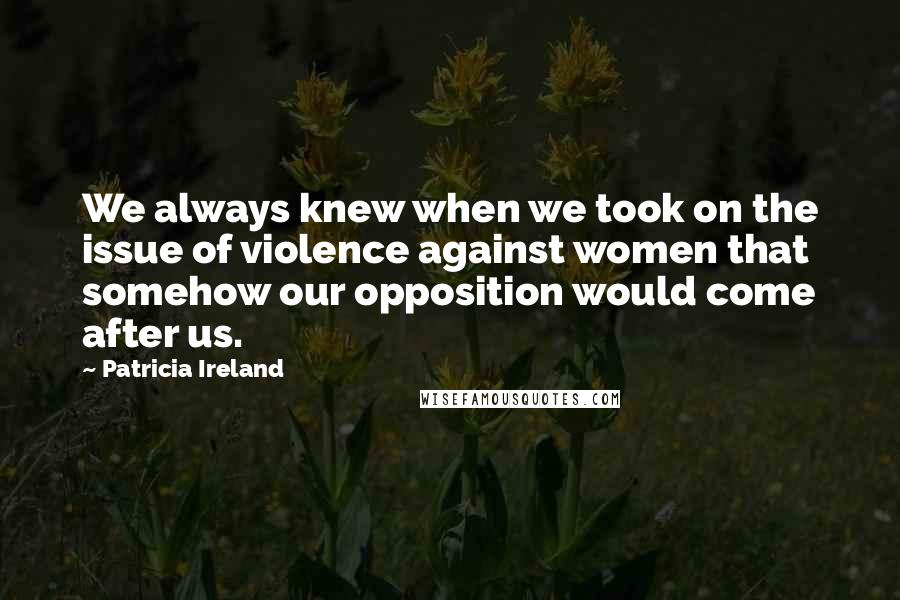 Patricia Ireland Quotes: We always knew when we took on the issue of violence against women that somehow our opposition would come after us.