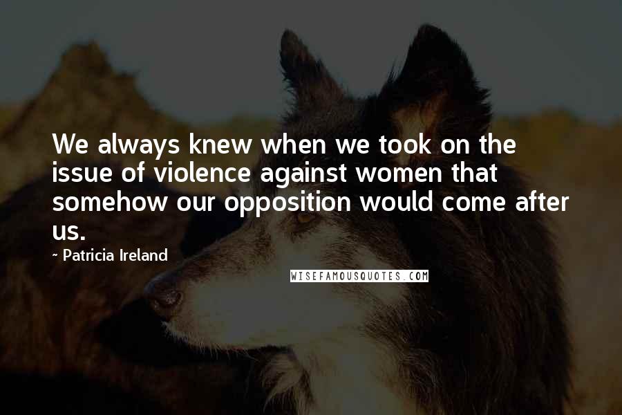 Patricia Ireland Quotes: We always knew when we took on the issue of violence against women that somehow our opposition would come after us.