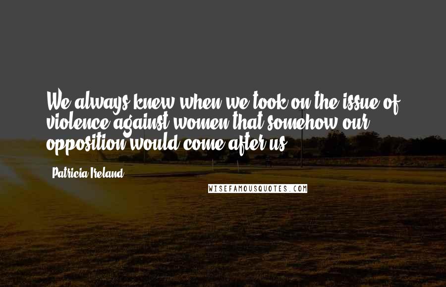 Patricia Ireland Quotes: We always knew when we took on the issue of violence against women that somehow our opposition would come after us.