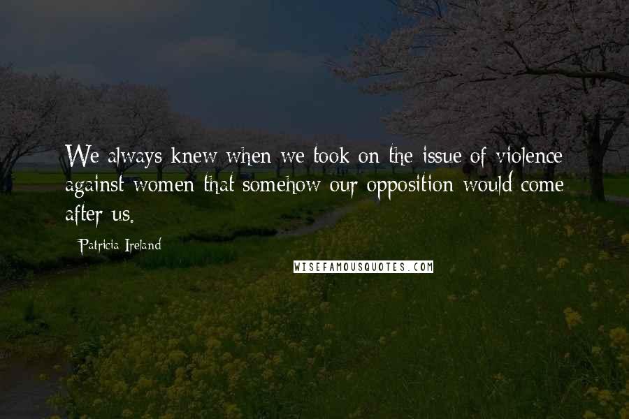 Patricia Ireland Quotes: We always knew when we took on the issue of violence against women that somehow our opposition would come after us.