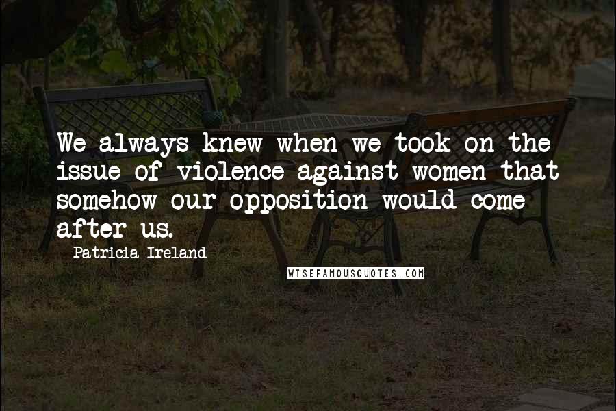 Patricia Ireland Quotes: We always knew when we took on the issue of violence against women that somehow our opposition would come after us.