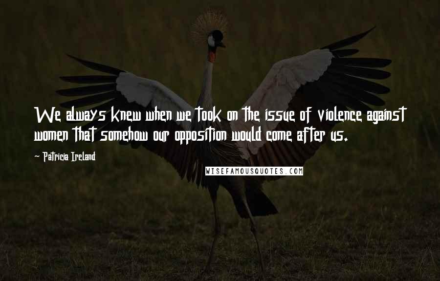 Patricia Ireland Quotes: We always knew when we took on the issue of violence against women that somehow our opposition would come after us.