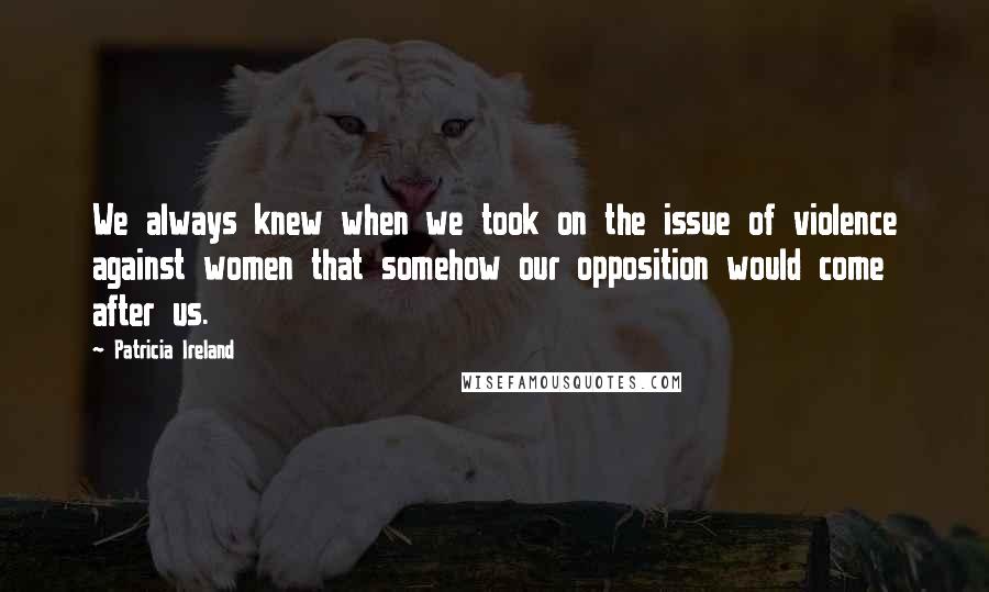 Patricia Ireland Quotes: We always knew when we took on the issue of violence against women that somehow our opposition would come after us.