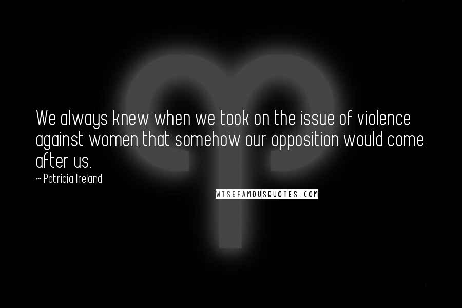 Patricia Ireland Quotes: We always knew when we took on the issue of violence against women that somehow our opposition would come after us.