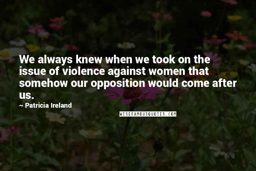 Patricia Ireland Quotes: We always knew when we took on the issue of violence against women that somehow our opposition would come after us.