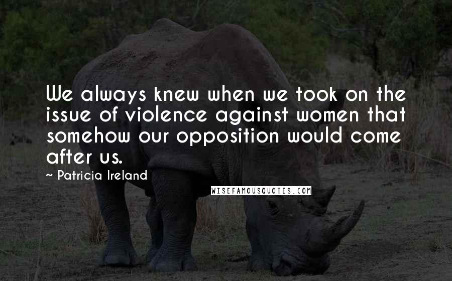 Patricia Ireland Quotes: We always knew when we took on the issue of violence against women that somehow our opposition would come after us.
