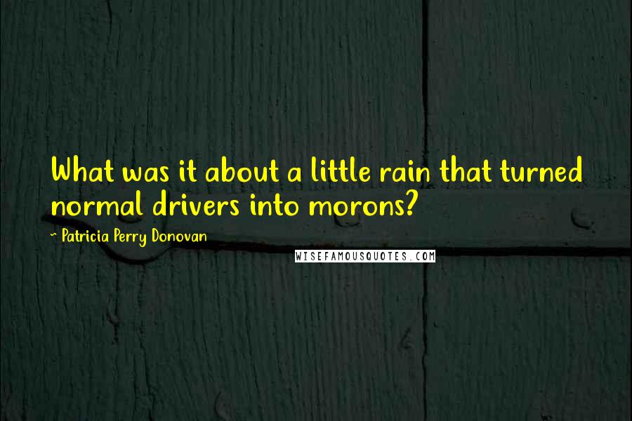 Patricia Perry Donovan Quotes: What was it about a little rain that turned normal drivers into morons?