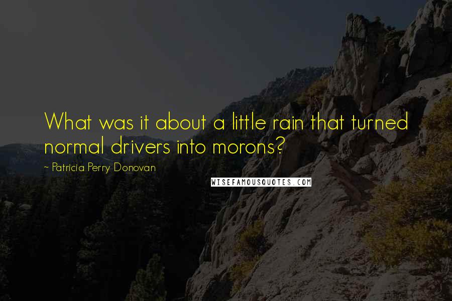 Patricia Perry Donovan Quotes: What was it about a little rain that turned normal drivers into morons?