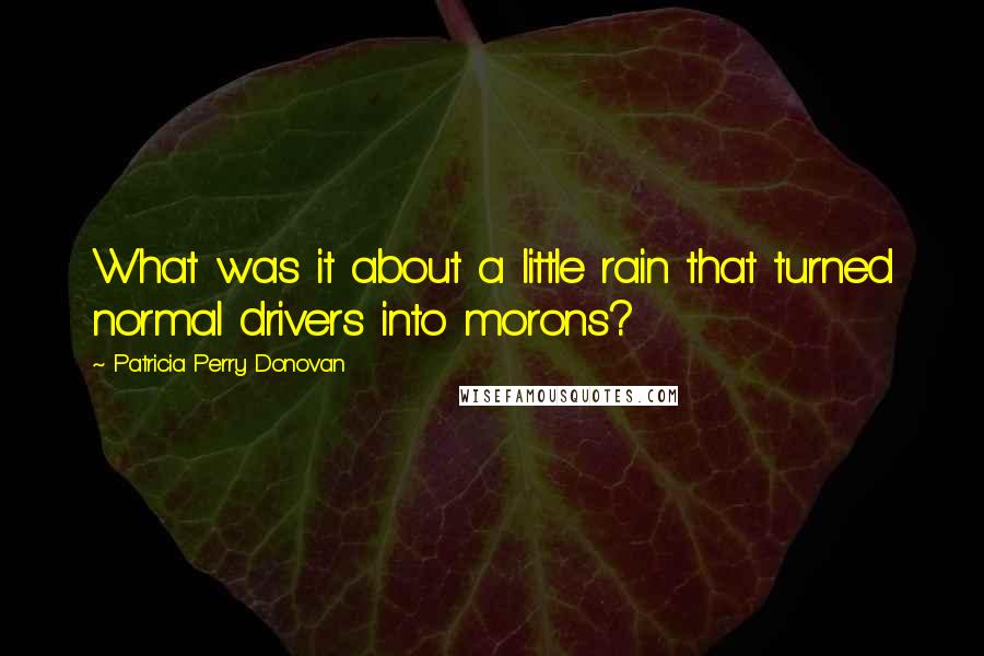 Patricia Perry Donovan Quotes: What was it about a little rain that turned normal drivers into morons?