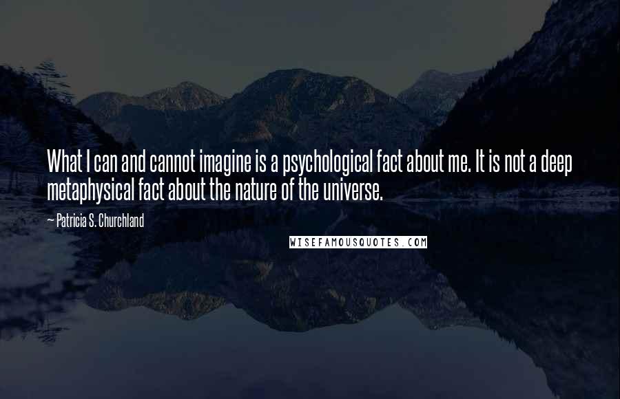 Patricia S. Churchland Quotes: What I can and cannot imagine is a psychological fact about me. It is not a deep metaphysical fact about the nature of the universe.