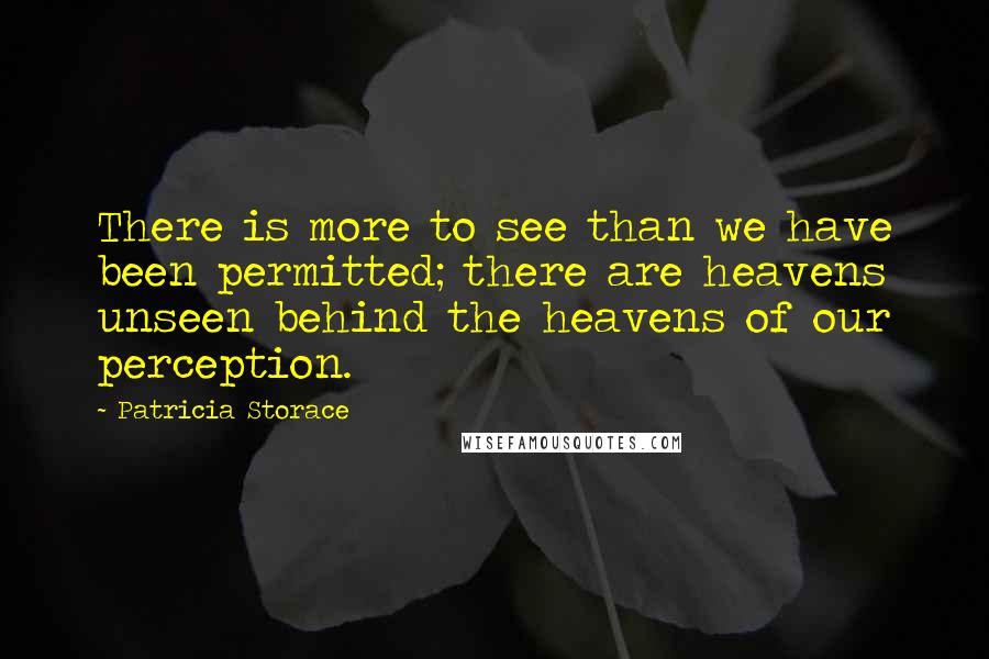 Patricia Storace Quotes: There is more to see than we have been permitted; there are heavens unseen behind the heavens of our perception.
