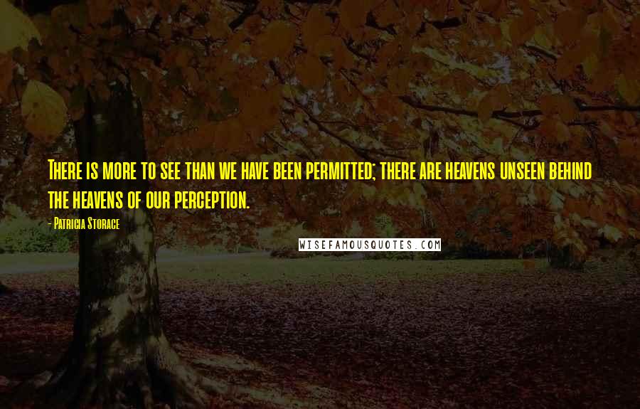 Patricia Storace Quotes: There is more to see than we have been permitted; there are heavens unseen behind the heavens of our perception.