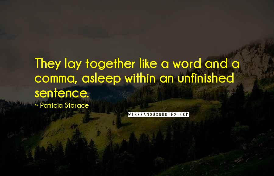 Patricia Storace Quotes: They lay together like a word and a comma, asleep within an unfinished sentence.