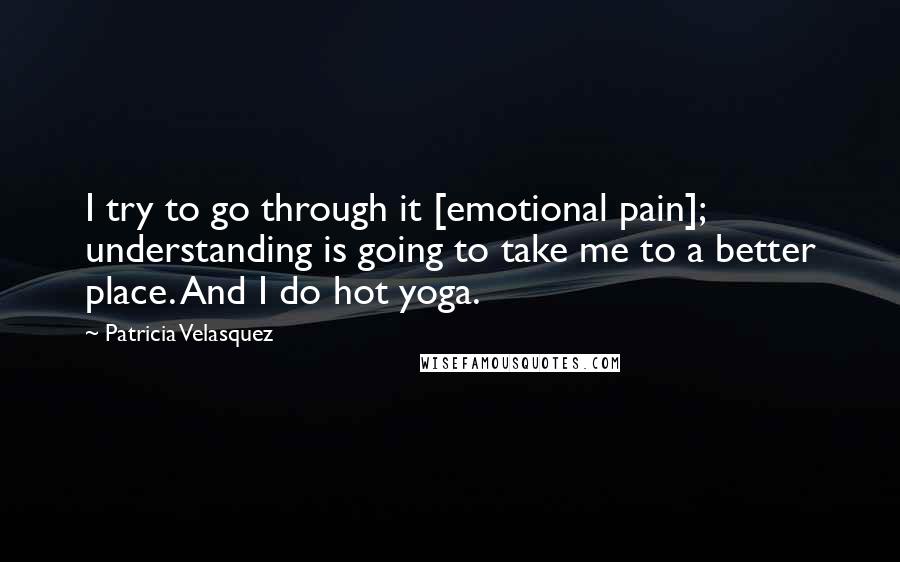 Patricia Velasquez Quotes: I try to go through it [emotional pain]; understanding is going to take me to a better place. And I do hot yoga.