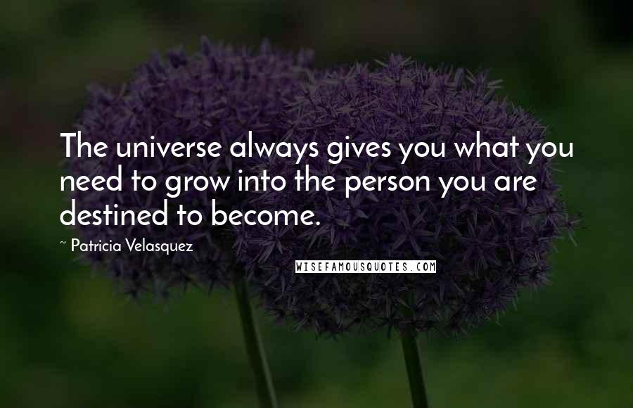 Patricia Velasquez Quotes: The universe always gives you what you need to grow into the person you are destined to become.