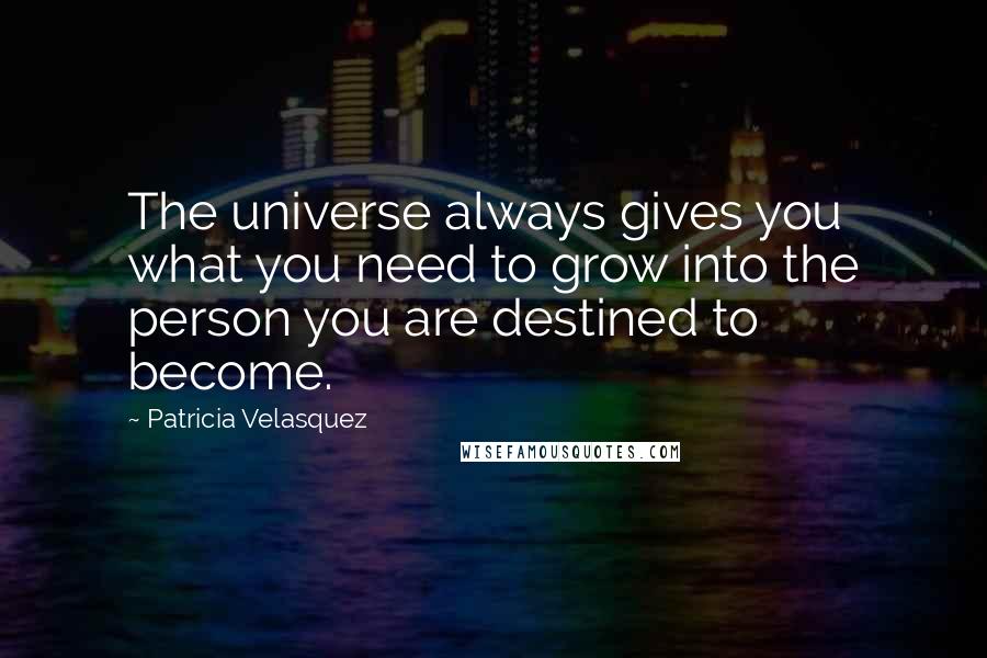 Patricia Velasquez Quotes: The universe always gives you what you need to grow into the person you are destined to become.