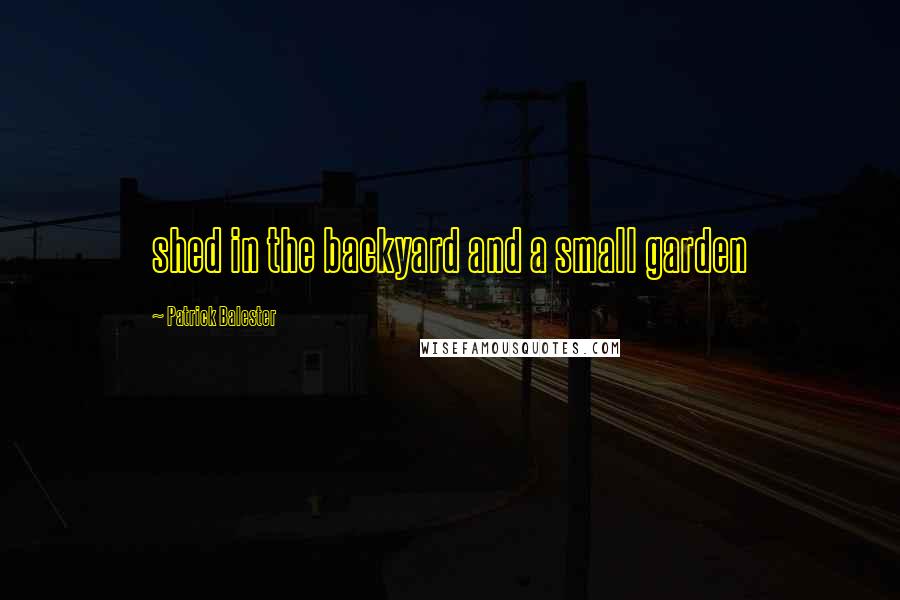 Patrick Balester Quotes: shed in the backyard and a small garden