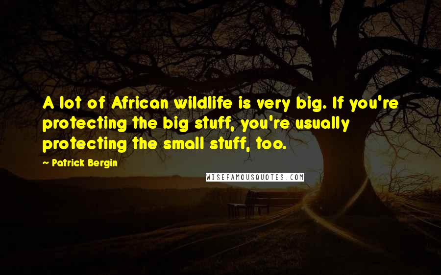 Patrick Bergin Quotes: A lot of African wildlife is very big. If you're protecting the big stuff, you're usually protecting the small stuff, too.