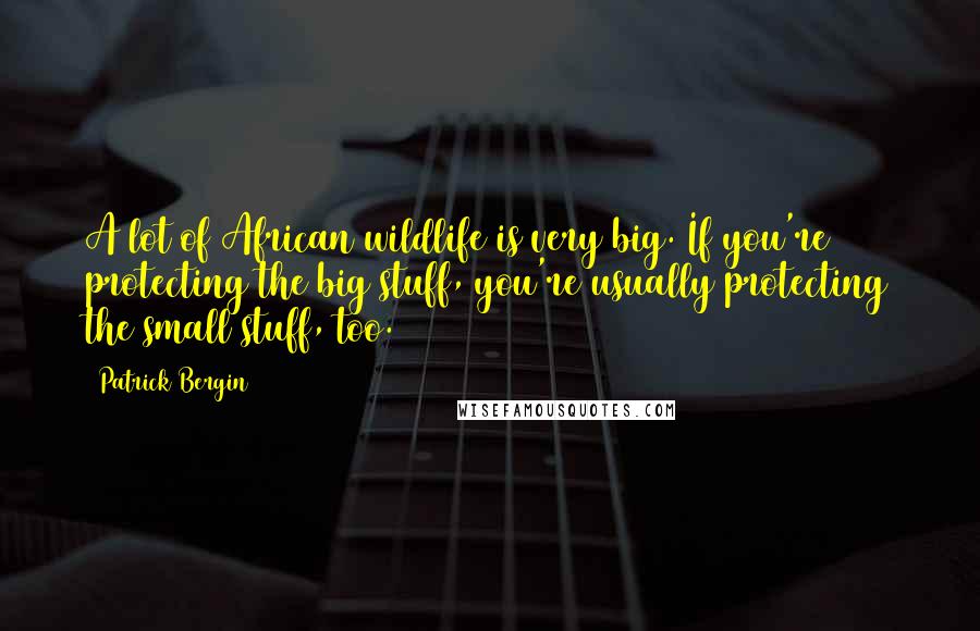 Patrick Bergin Quotes: A lot of African wildlife is very big. If you're protecting the big stuff, you're usually protecting the small stuff, too.