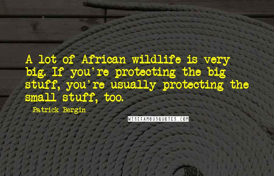 Patrick Bergin Quotes: A lot of African wildlife is very big. If you're protecting the big stuff, you're usually protecting the small stuff, too.
