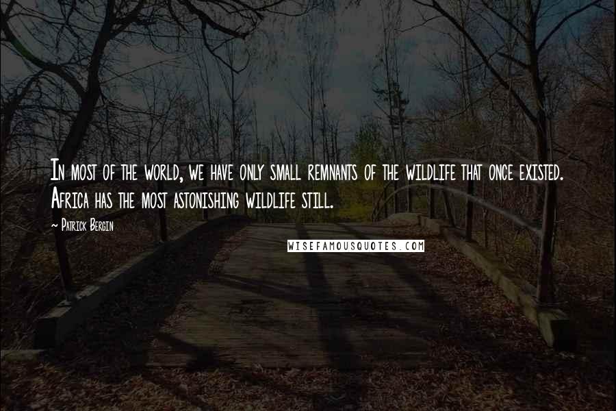 Patrick Bergin Quotes: In most of the world, we have only small remnants of the wildlife that once existed. Africa has the most astonishing wildlife still.