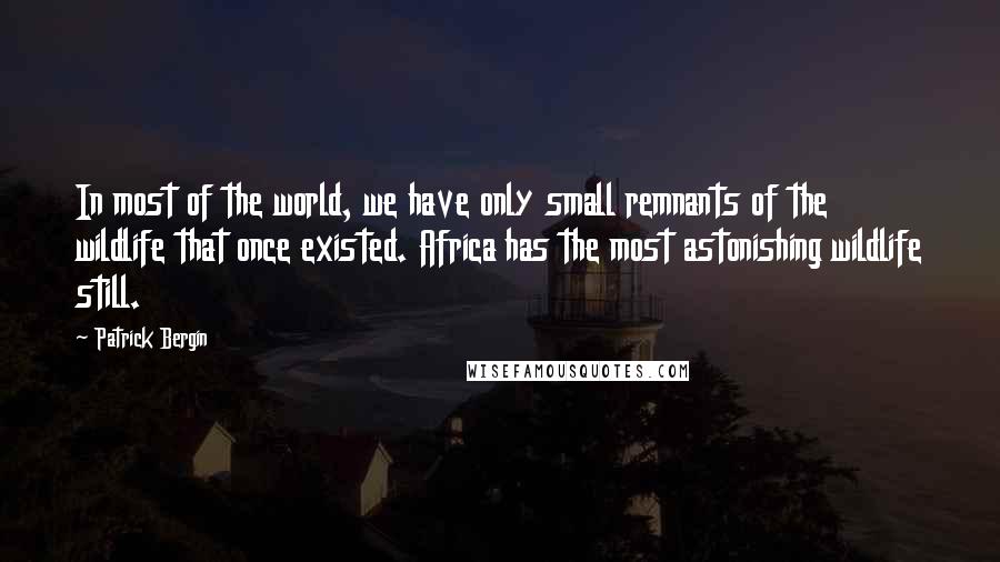 Patrick Bergin Quotes: In most of the world, we have only small remnants of the wildlife that once existed. Africa has the most astonishing wildlife still.