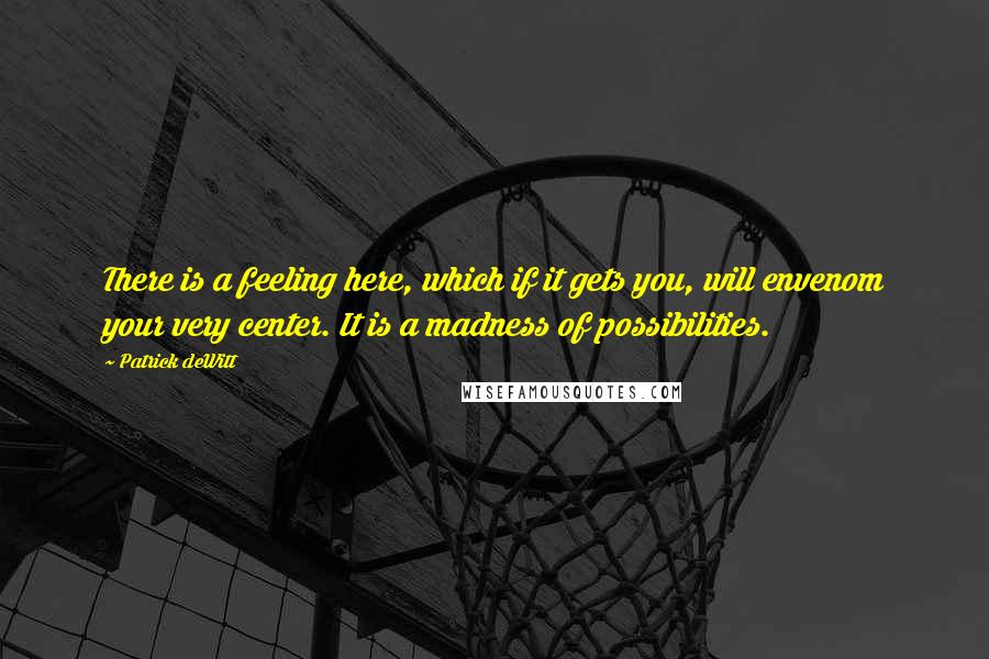 Patrick DeWitt Quotes: There is a feeling here, which if it gets you, will envenom your very center. It is a madness of possibilities.