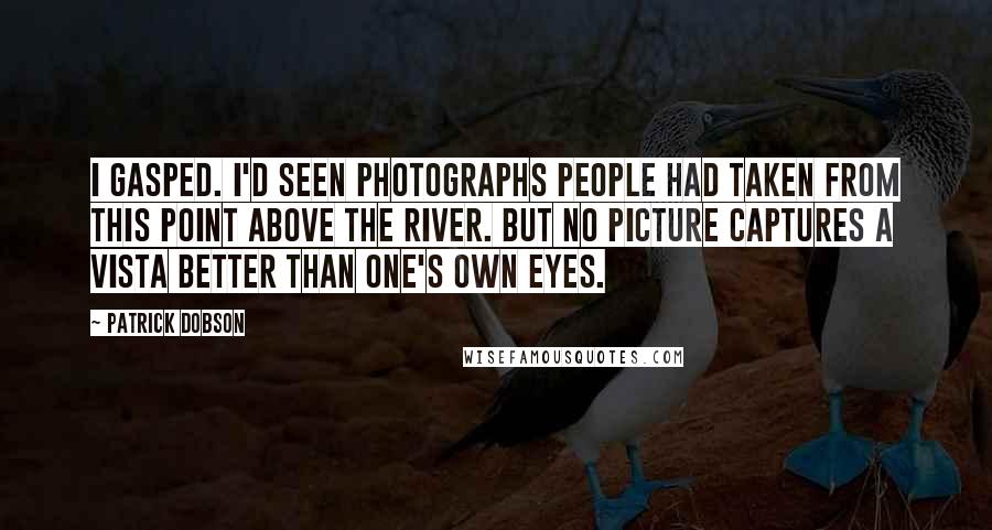 Patrick Dobson Quotes: I gasped. I'd seen photographs people had taken from this point above the river. But no picture captures a vista better than one's own eyes.