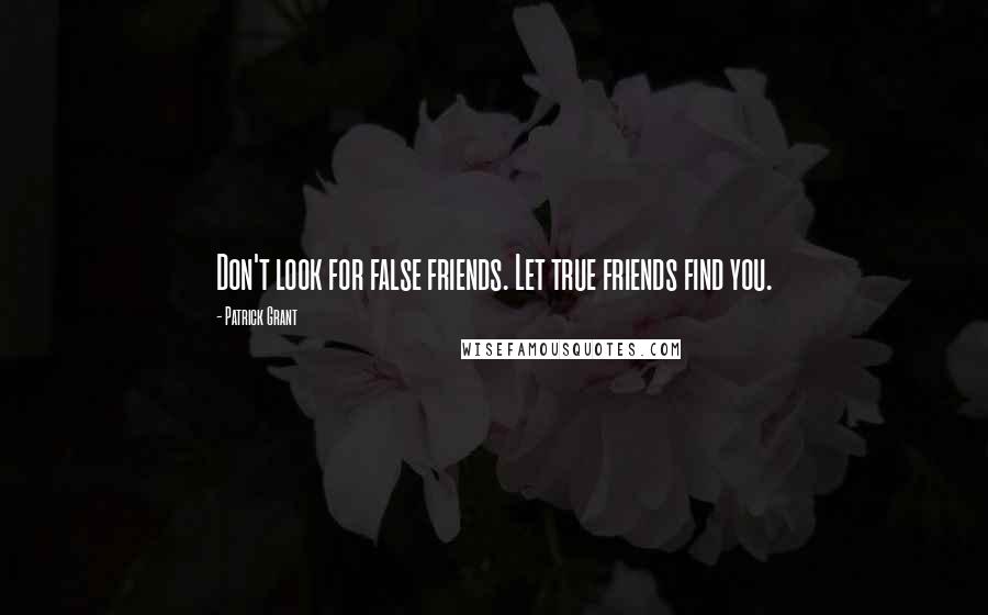 Patrick Grant Quotes: Don't look for false friends. Let true friends find you.