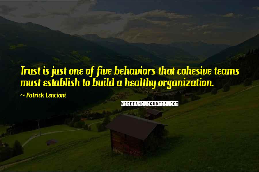 Patrick Lencioni Quotes: Trust is just one of five behaviors that cohesive teams must establish to build a healthy organization.