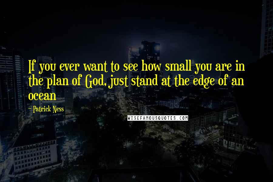 Patrick Ness Quotes: If you ever want to see how small you are in the plan of God, just stand at the edge of an ocean