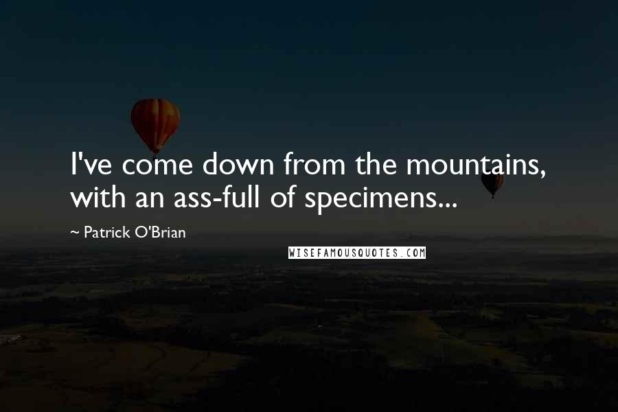 Patrick O'Brian Quotes: I've come down from the mountains, with an ass-full of specimens...