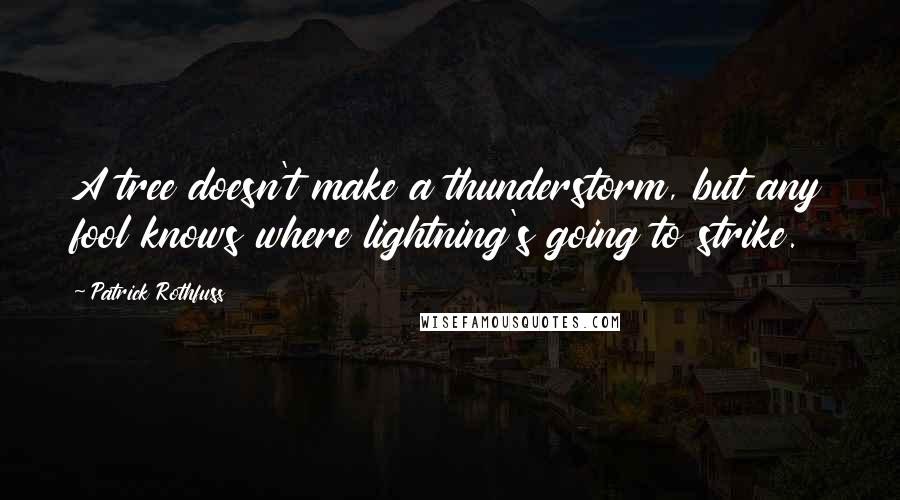 Patrick Rothfuss Quotes: A tree doesn't make a thunderstorm, but any fool knows where lightning's going to strike.