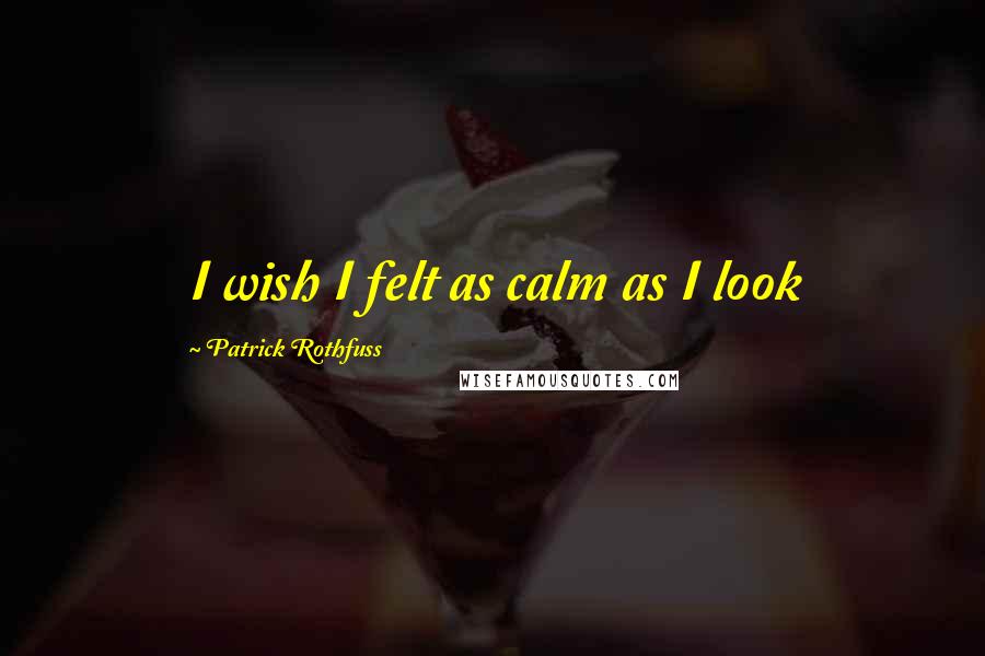 Patrick Rothfuss Quotes: I wish I felt as calm as I look