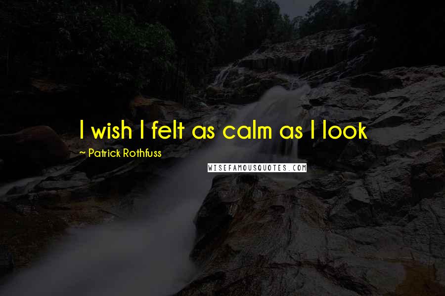 Patrick Rothfuss Quotes: I wish I felt as calm as I look