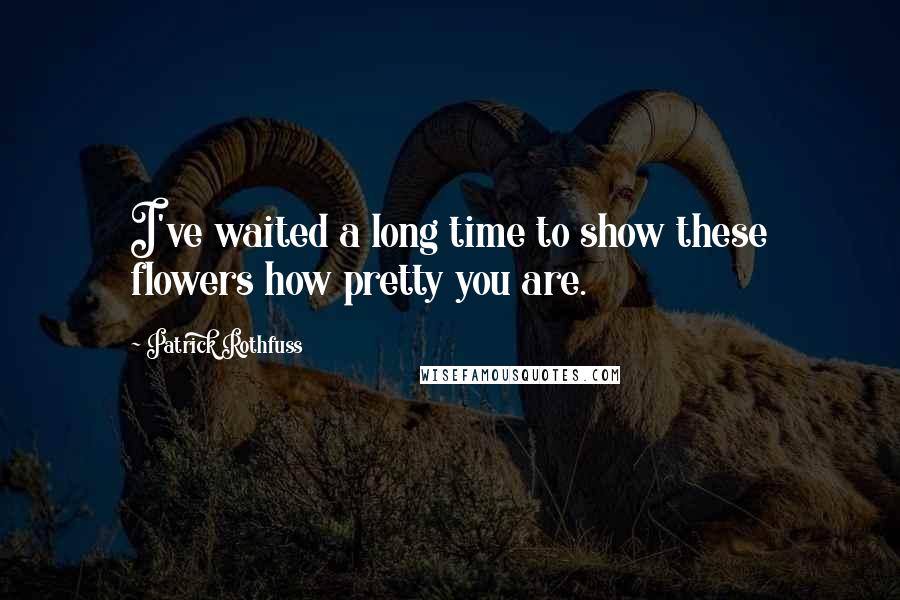 Patrick Rothfuss Quotes: I've waited a long time to show these flowers how pretty you are.