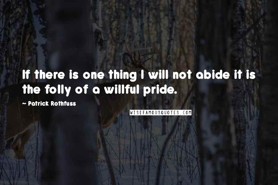 Patrick Rothfuss Quotes: If there is one thing I will not abide it is the folly of a willful pride.