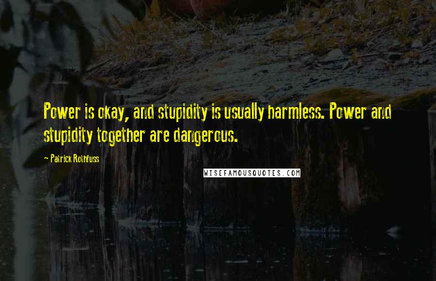 Patrick Rothfuss Quotes: Power is okay, and stupidity is usually harmless. Power and stupidity together are dangerous.